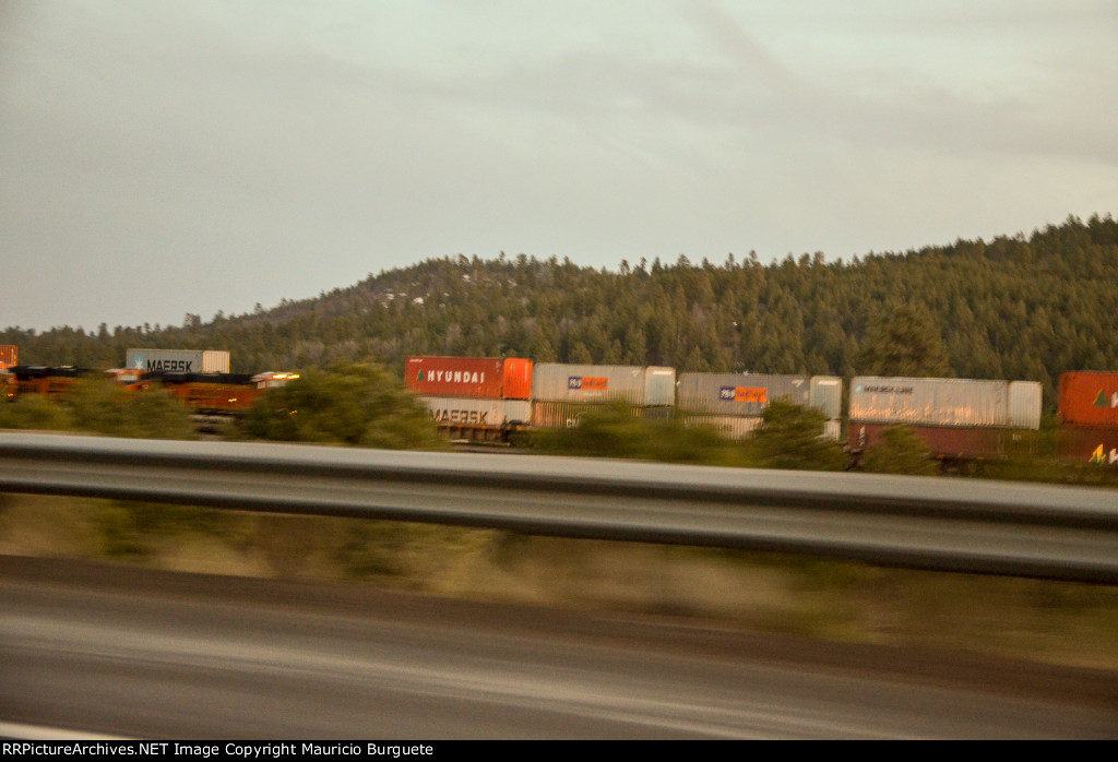 BNSF Intermodal running paralell to I-40